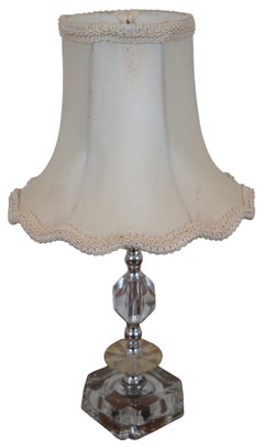 2 Mid-Century Hollywood Regency Crystal & Lucite Boudoir Vanity Lamps