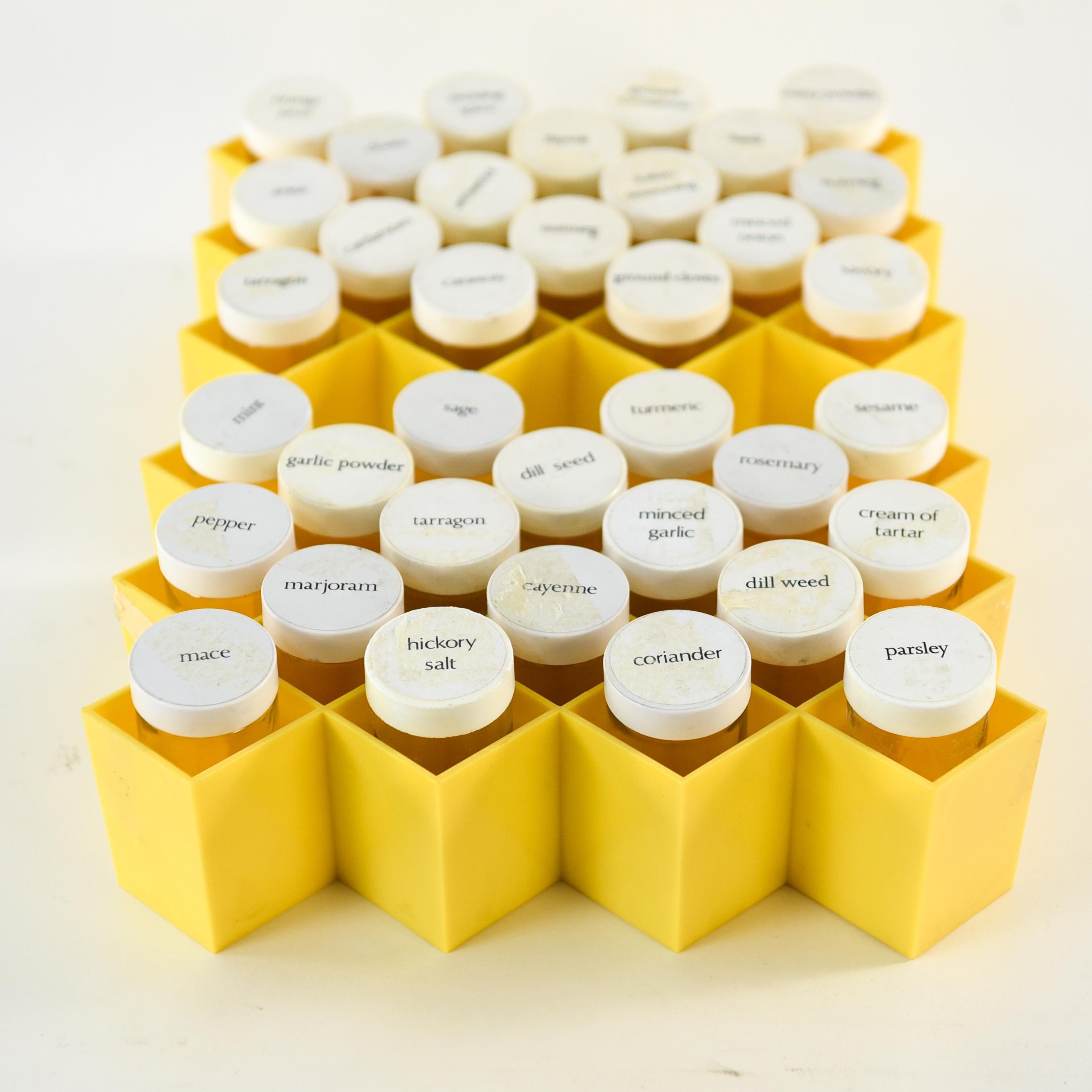 Glass '2' Midcentury Honeycomb Wall-Mounting Acrylic Spice Racks
