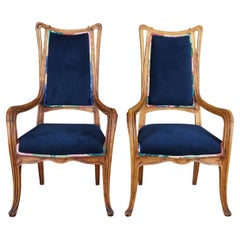 Used 2 Mid Century Interiors Crafts Chicago Mahogany Bentwood Accent Arm Chairs