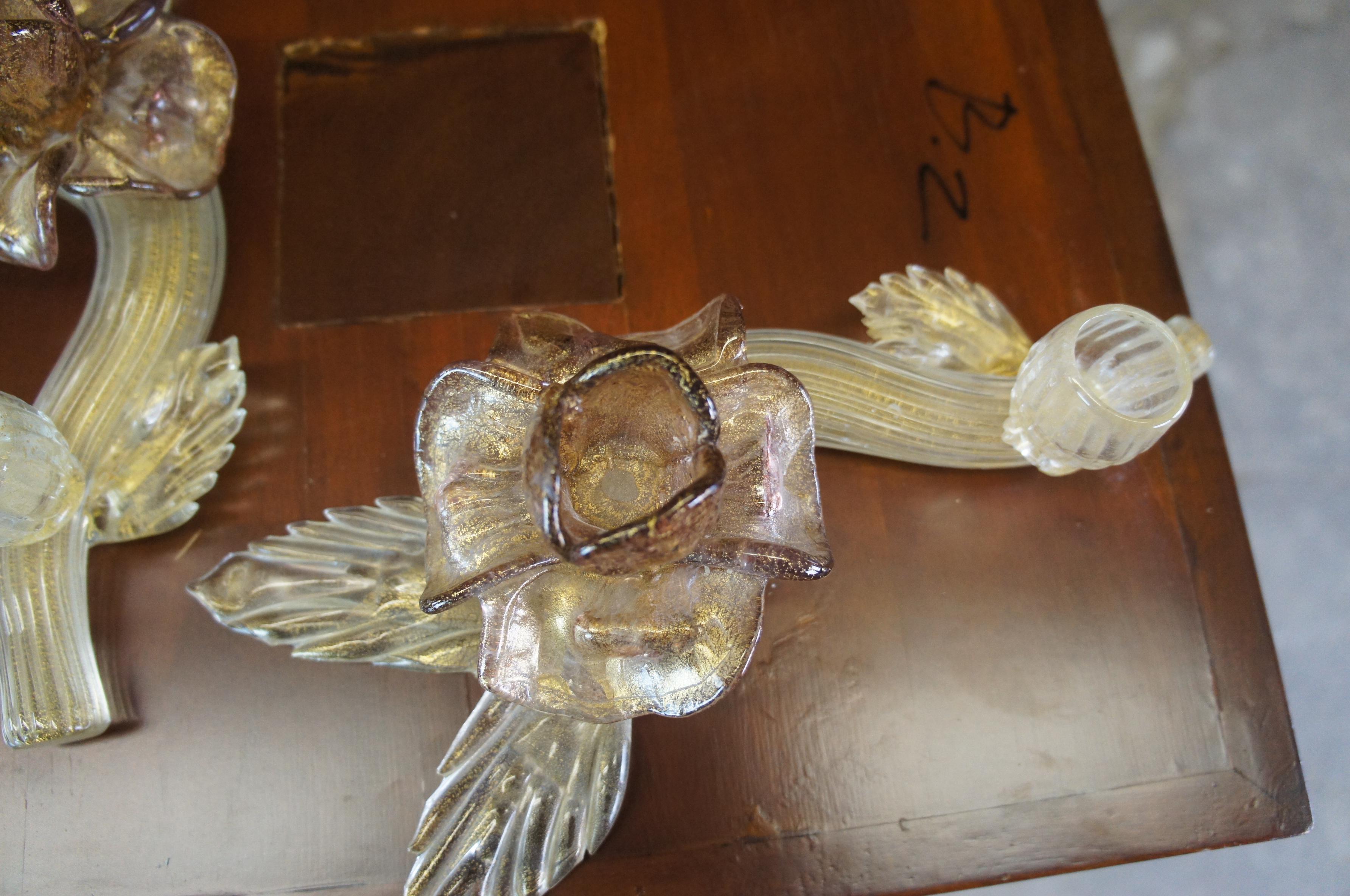 2 Mid Century Italian Murano Salviati Venezia Art Glass Bauble Candle Holders 11 5