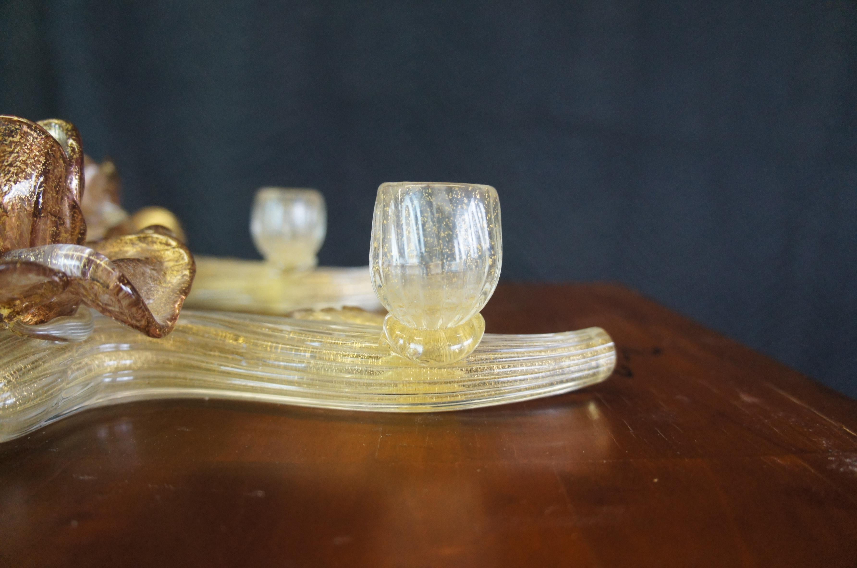 20th Century 2 Mid Century Italian Murano Salviati Venezia Art Glass Bauble Candle Holders 11