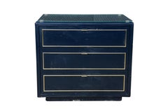 2 Mid Century John Stuart Navy Blue Lacquer Nightstands Bedside Chests MCM Pair