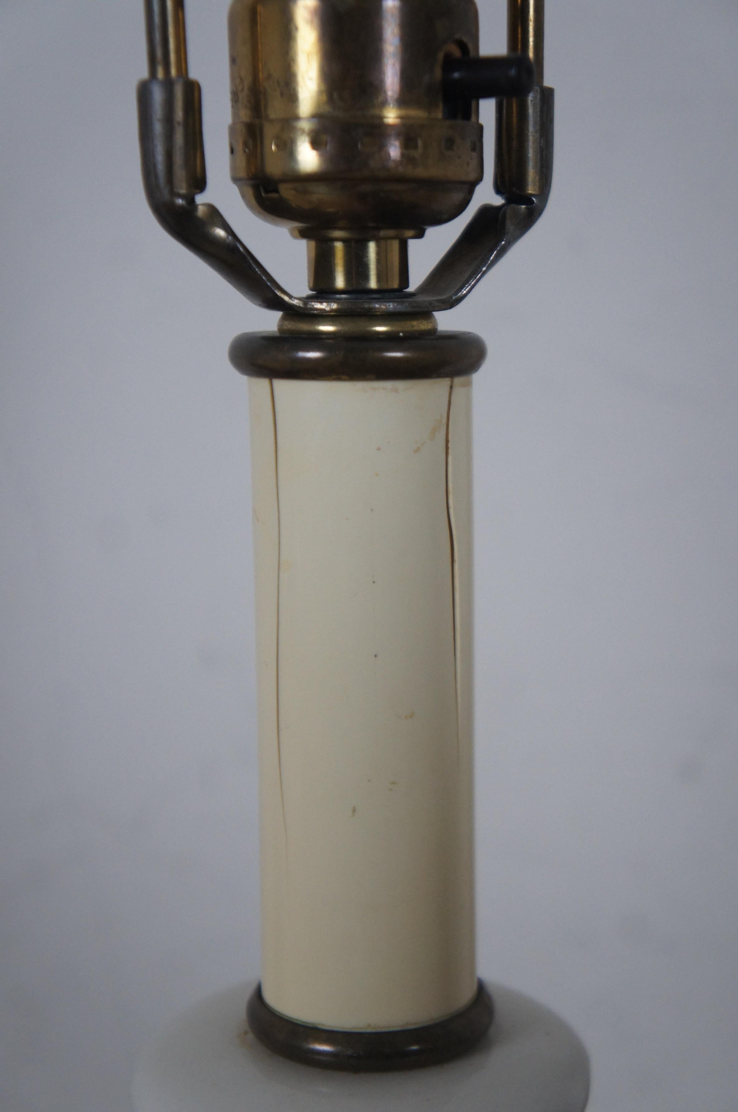 2 Mid Century Kichler White Porcelain Candlestick Vanity Table Lamps 5
