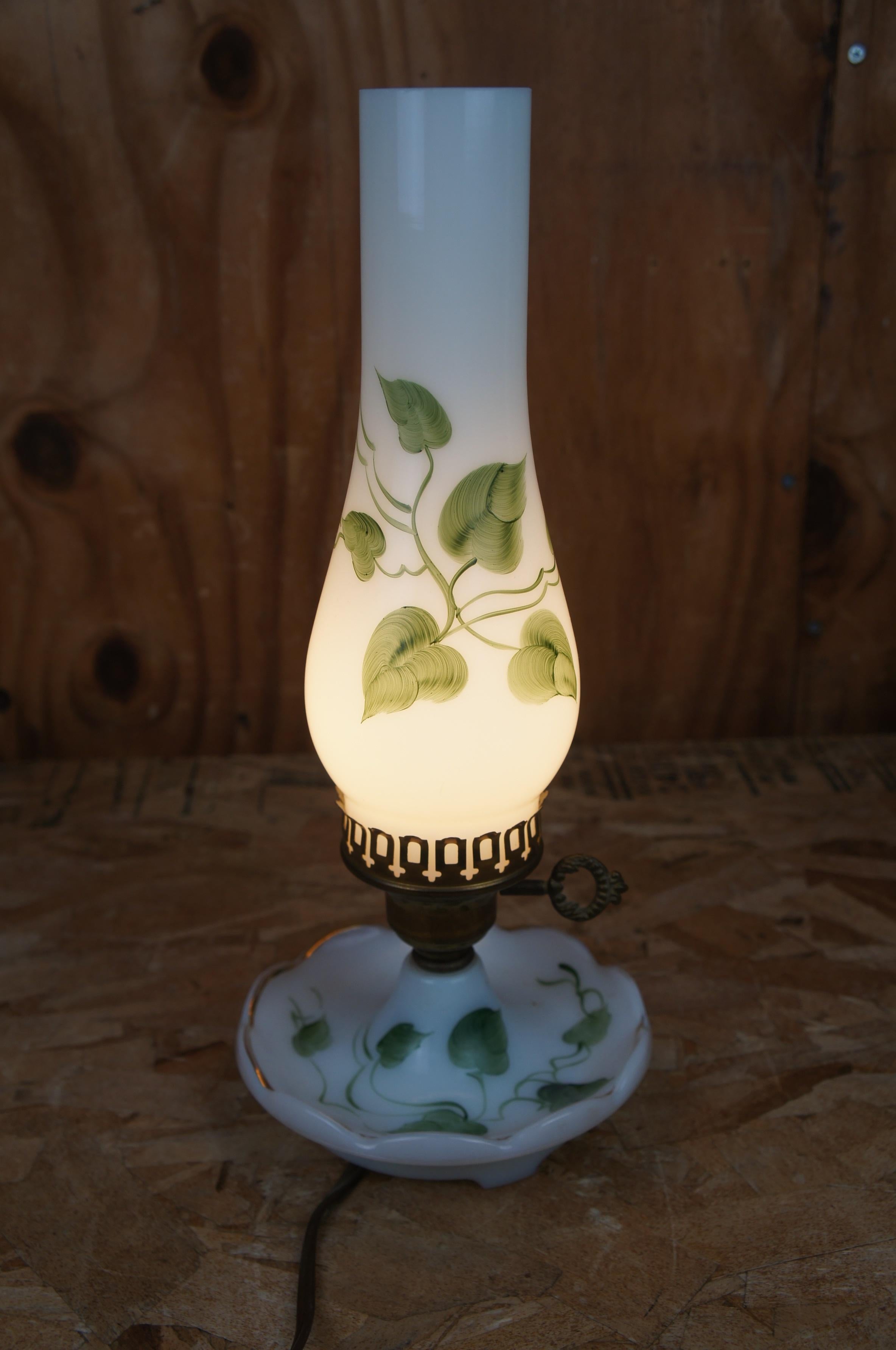 vintage milk glass hurricane lamp