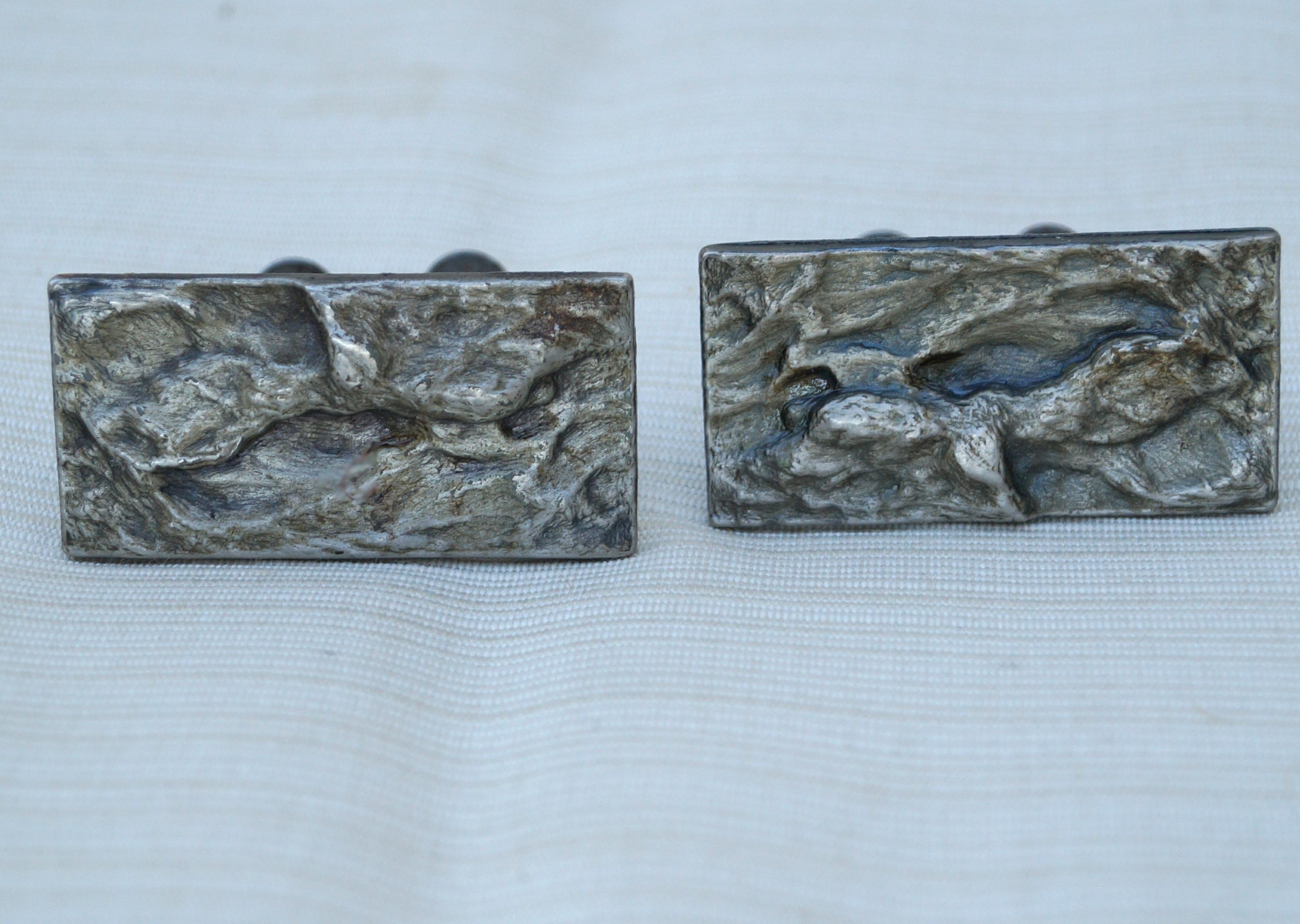 2 Mid Century Modern Brutalist Cabinet Vanity Desk Drawer Knob Door Pull Handle In Good Condition For Sale In Wayne, NJ