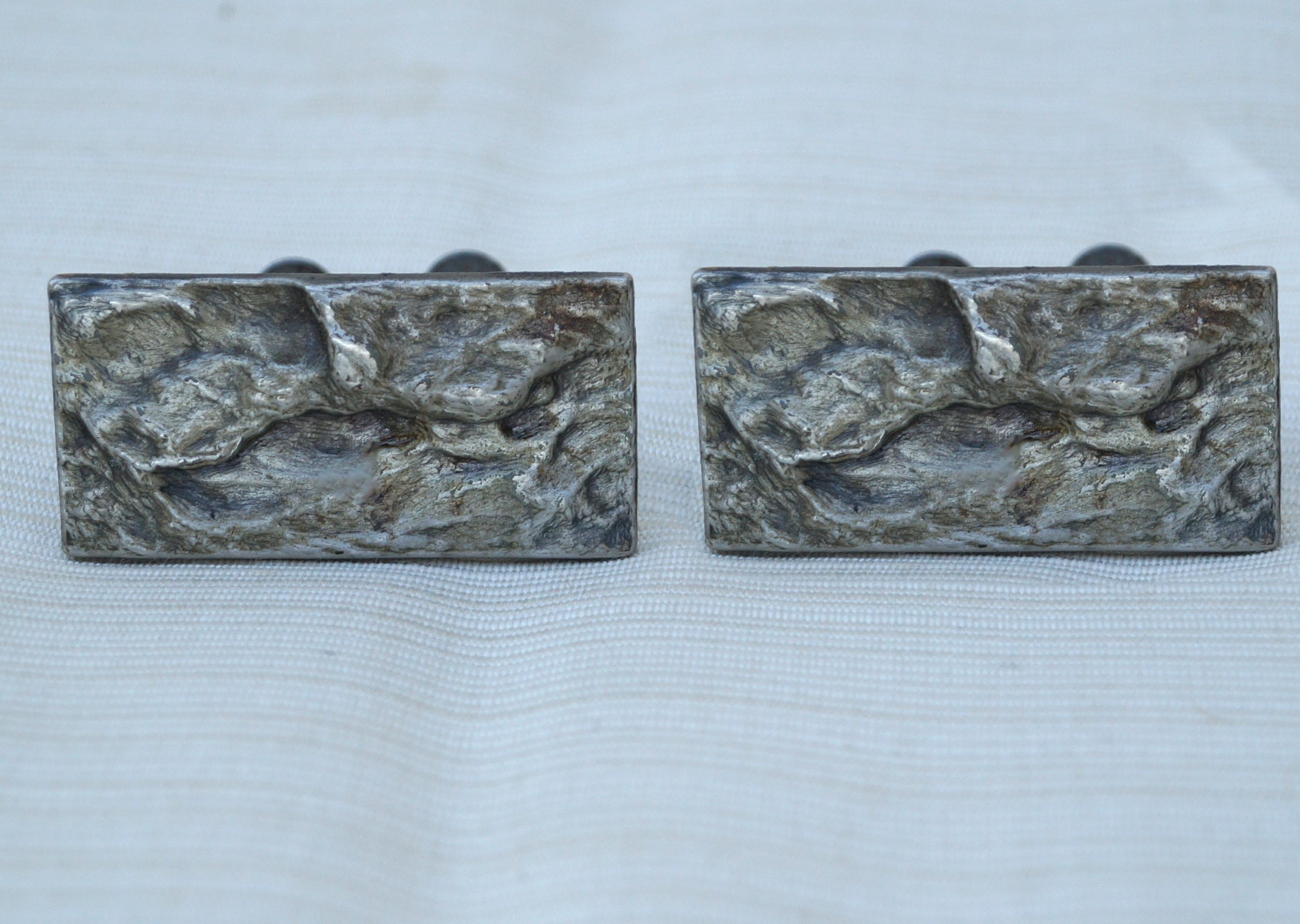 Mid-20th Century 2 Mid Century Modern Brutalist Cabinet Vanity Desk Drawer Knob Door Pull Handle For Sale