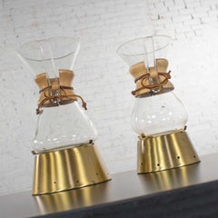2 Mid-Century Modern Chemex Pour Over Coffeemakers, Peter Schlumbohm with Warmer