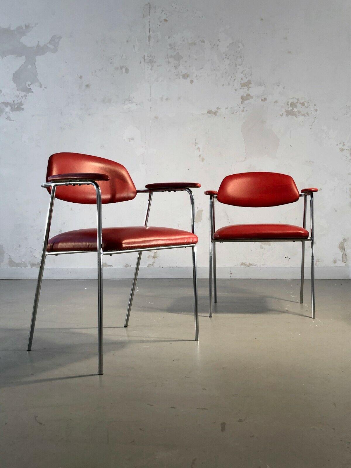 2 MID-CENTURY-MODERN MODERNIST CHAIRS von PIERRE PAULIN, STEINER, Frankreich 1950 (Französisch) im Angebot