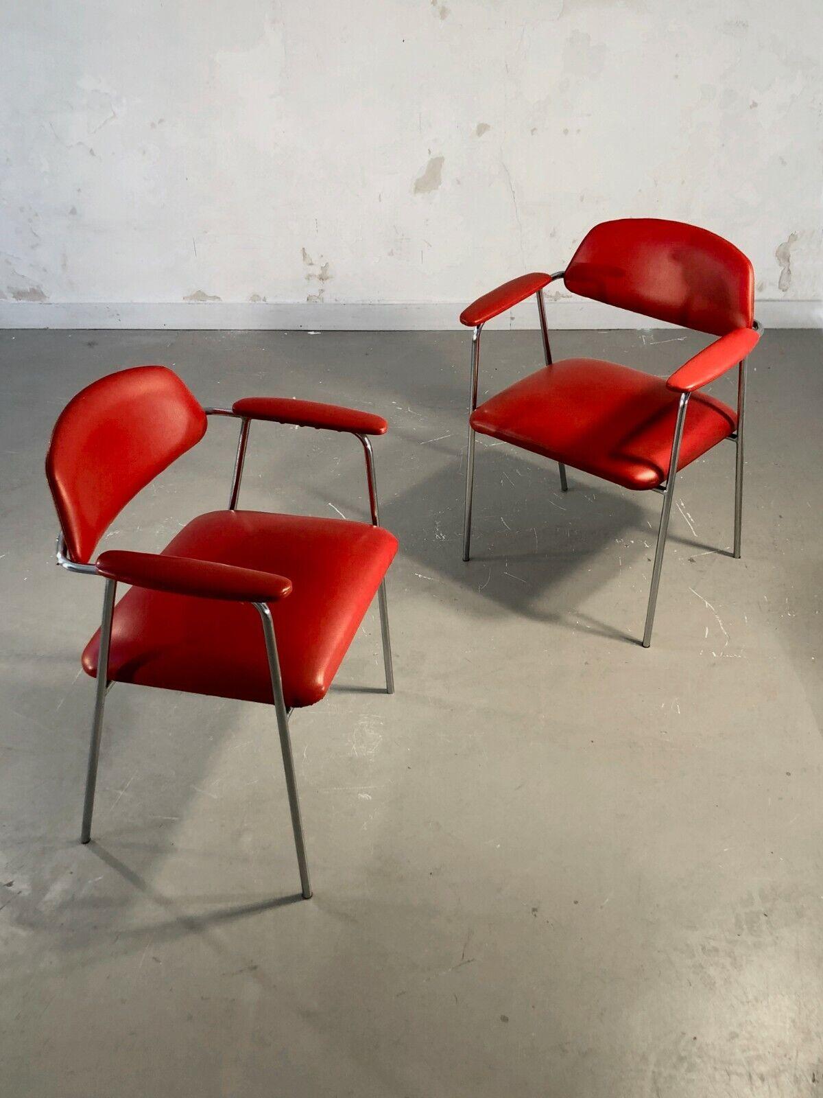2 MID-CENTURY-MODERN MODERNIST CHAIRS by PIERRE PAULIN, STEINER, France 1950 For Sale 2