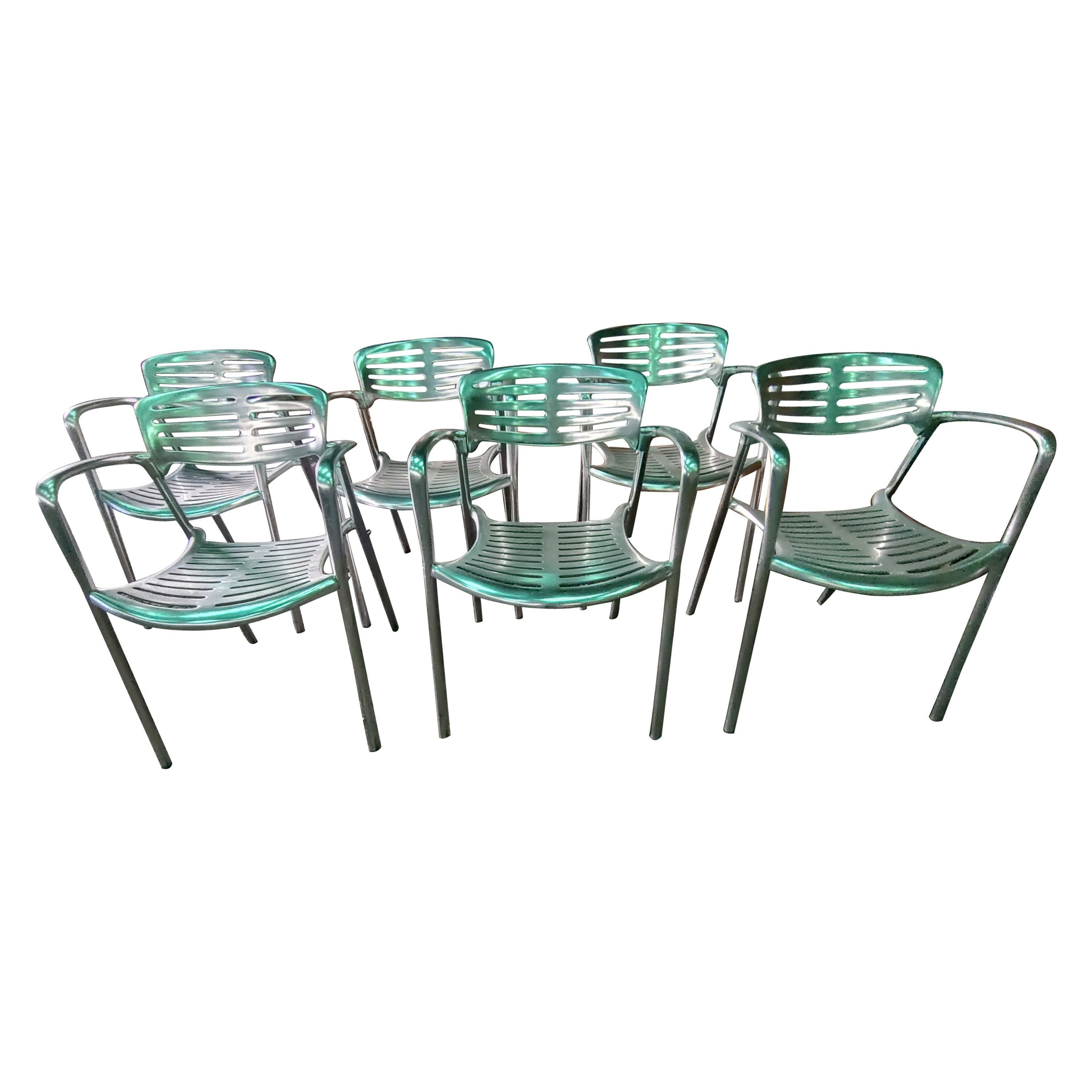 Spanish 2 Mid Century Modern Toledo Aluminum Armchairs by Jorge Pensi Indoor Outdoor