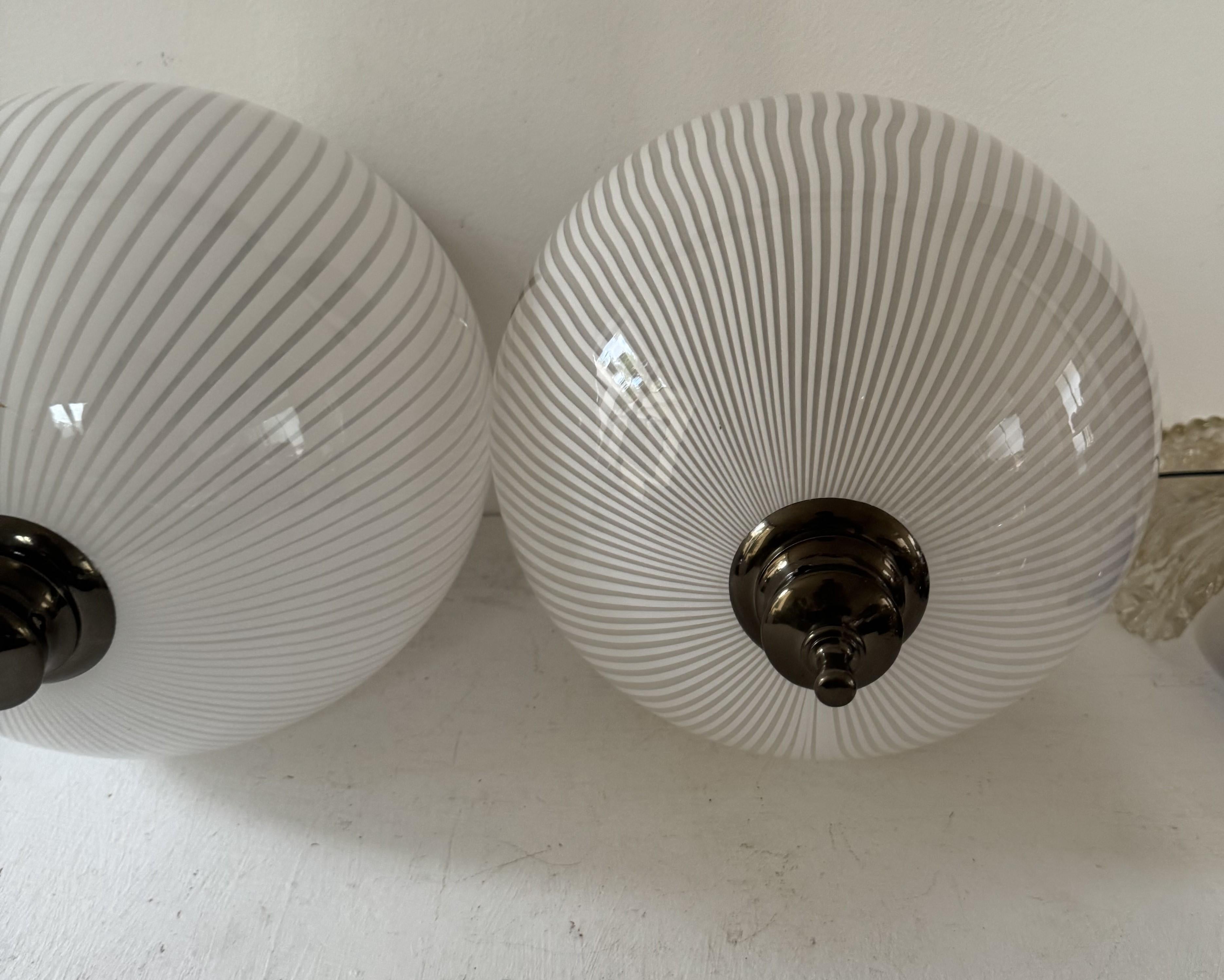 2 Mid-Century Modern Venini, ´Tessuto´Flush Mounts, Unused, ca 1970 Murano Glass In Excellent Condition For Sale In Merida, Yucatan
