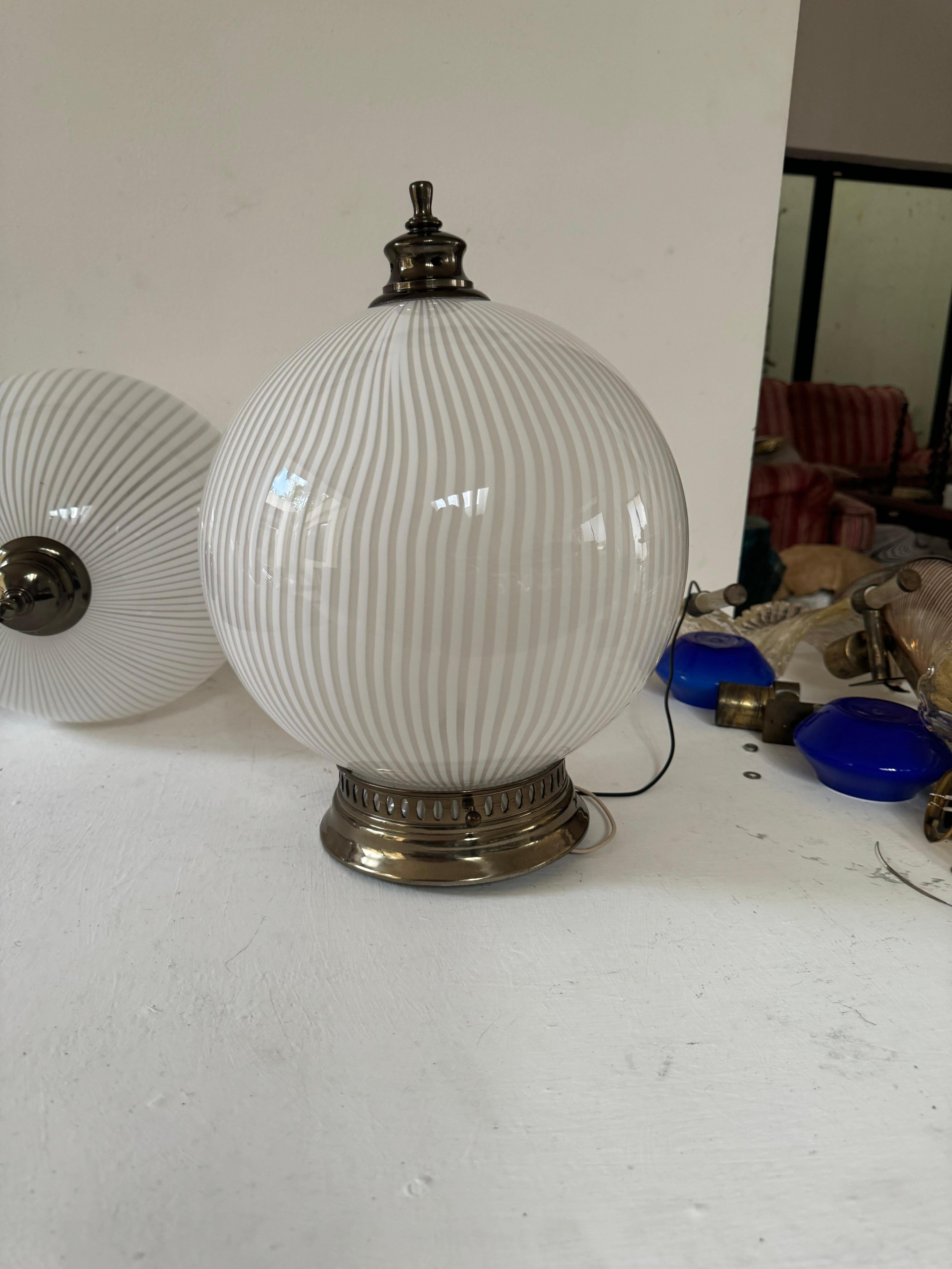 2 Mid-Century Modern Venini, ´Tessuto´Flush Mounts, Unused, ca 1970 Murano Glass For Sale 1