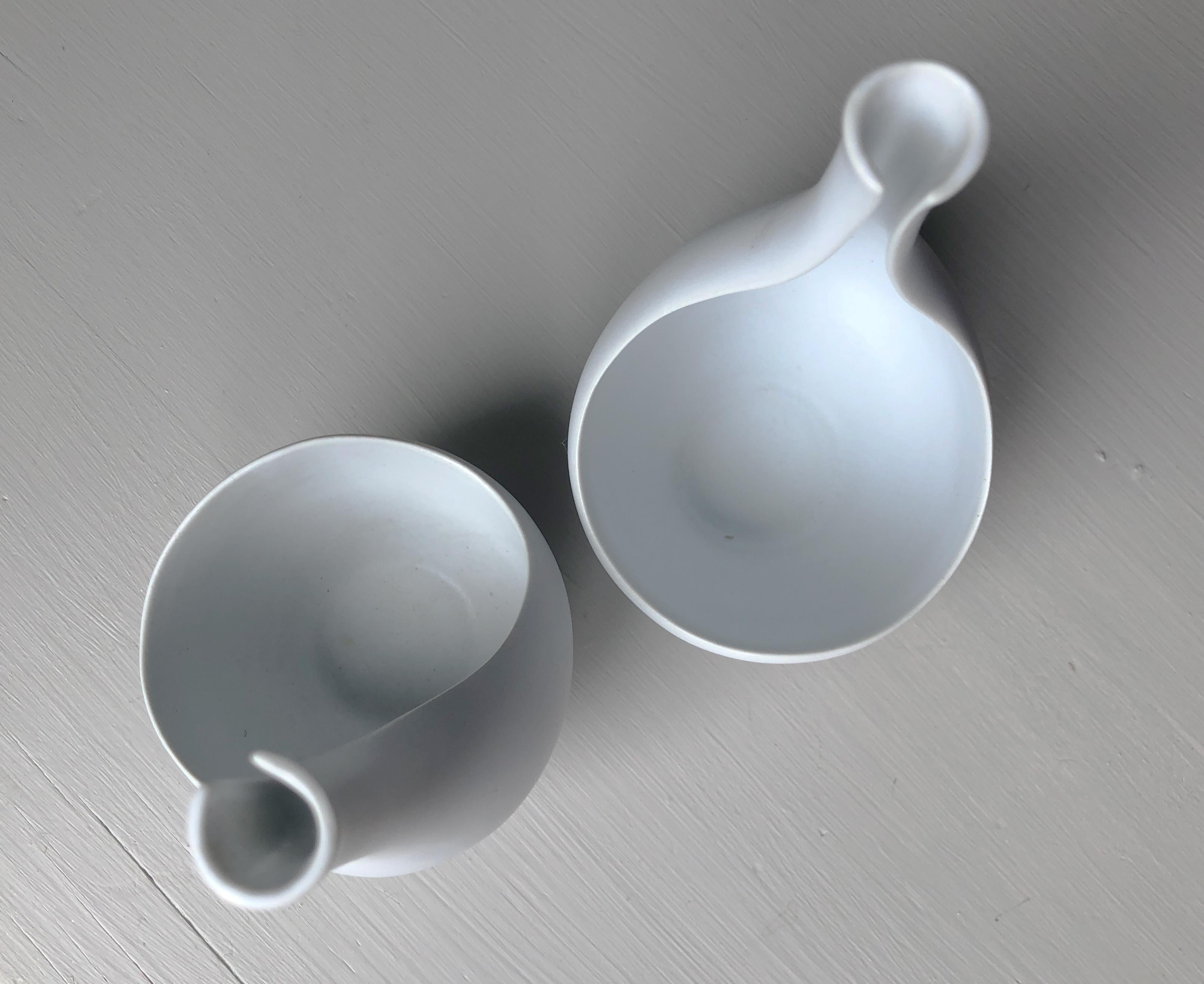 Swedish 2 Mid-Century Modern White Vases 