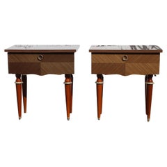 2 Mid Century Night Stands-High Gloss Bedside Tables-Palisander Decor-60s