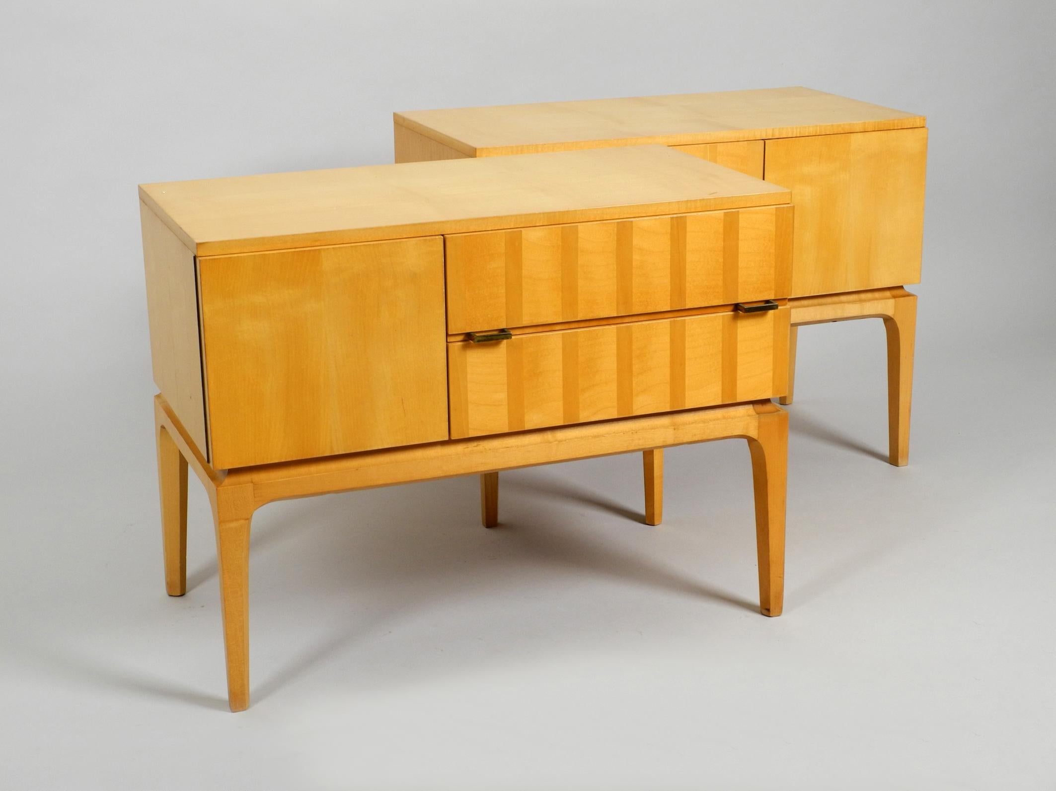 Mid-Century Modern 2 Midcentury Nightstands Made of Maple Wood with Clear Varnish Unused Condition