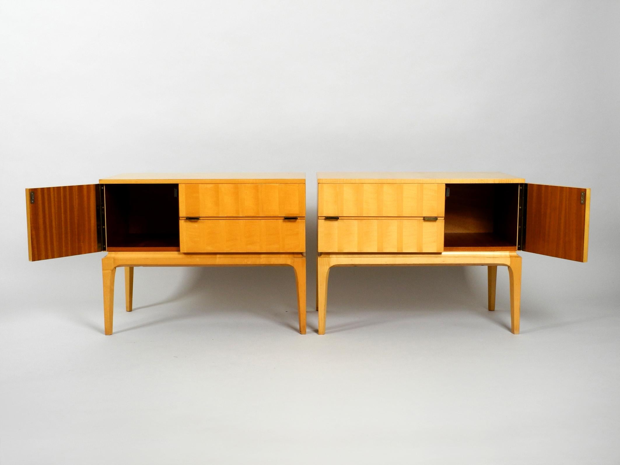 German 2 Midcentury Nightstands Made of Maple Wood with Clear Varnish Unused Condition