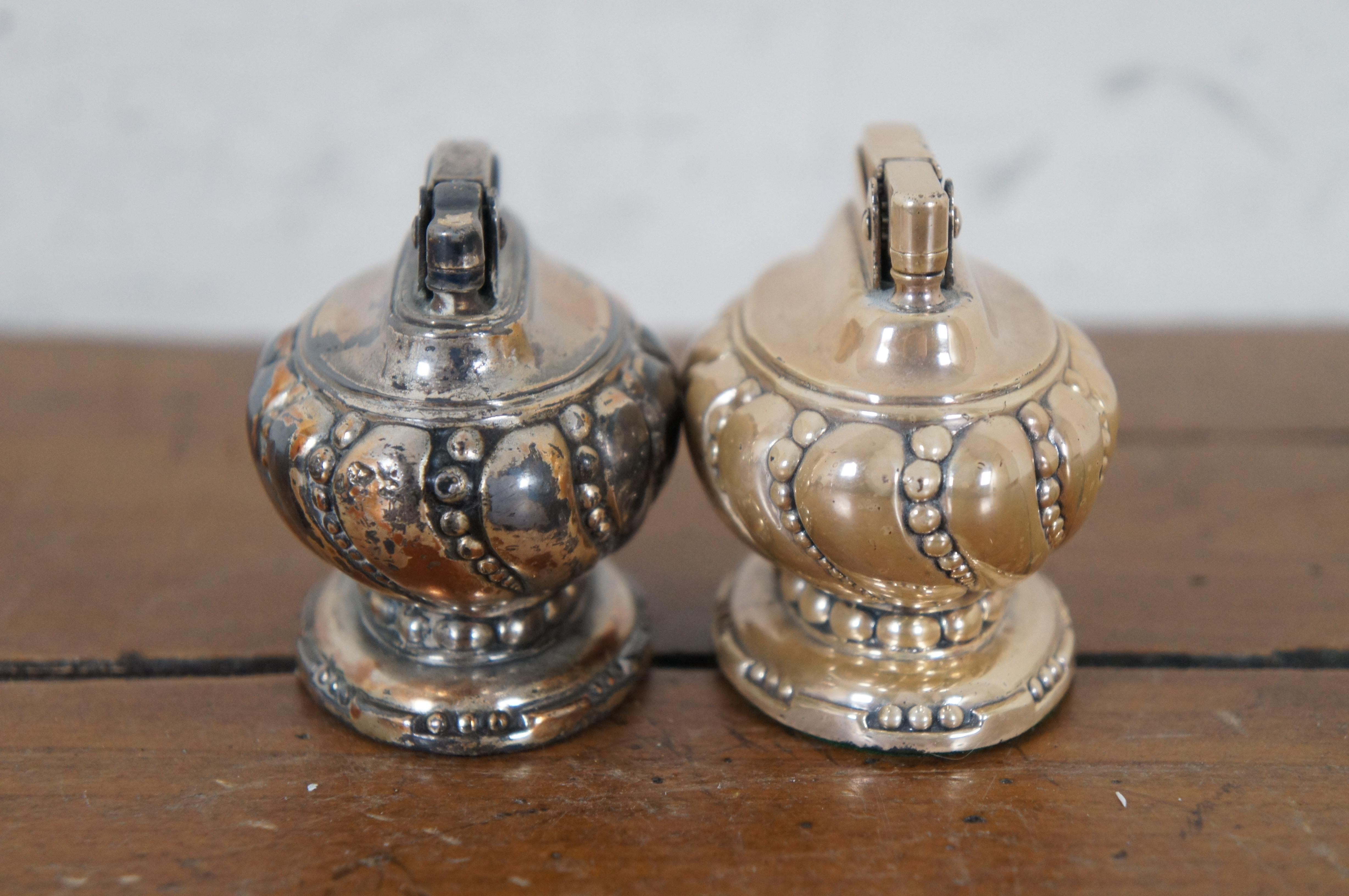 Mid-Century Modern 2 Mid Century Ronson Crown Silver Plate Cigarette Cigar Table Parlor Lighters