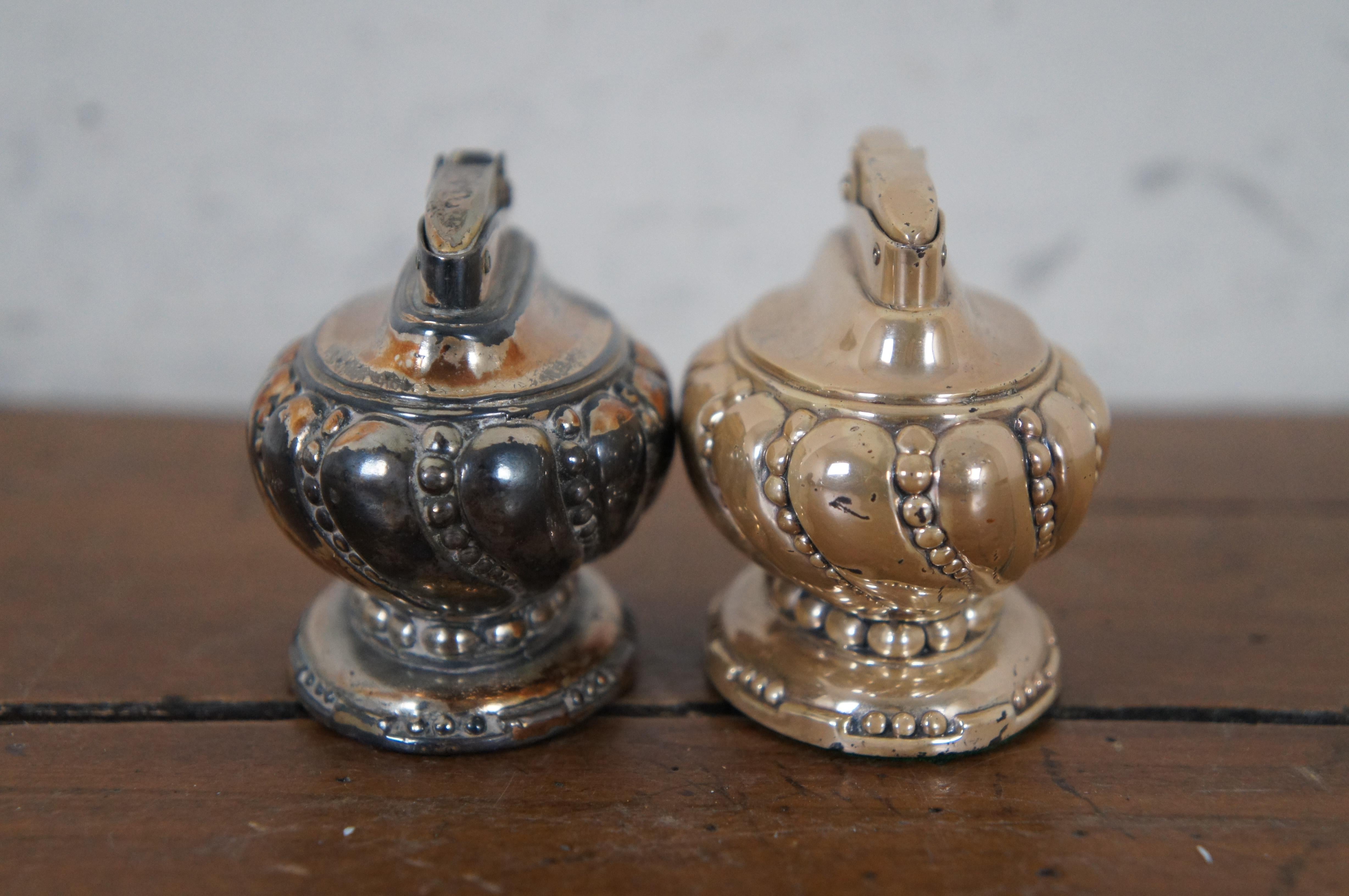 20th Century 2 Mid Century Ronson Crown Silver Plate Cigarette Cigar Table Parlor Lighters