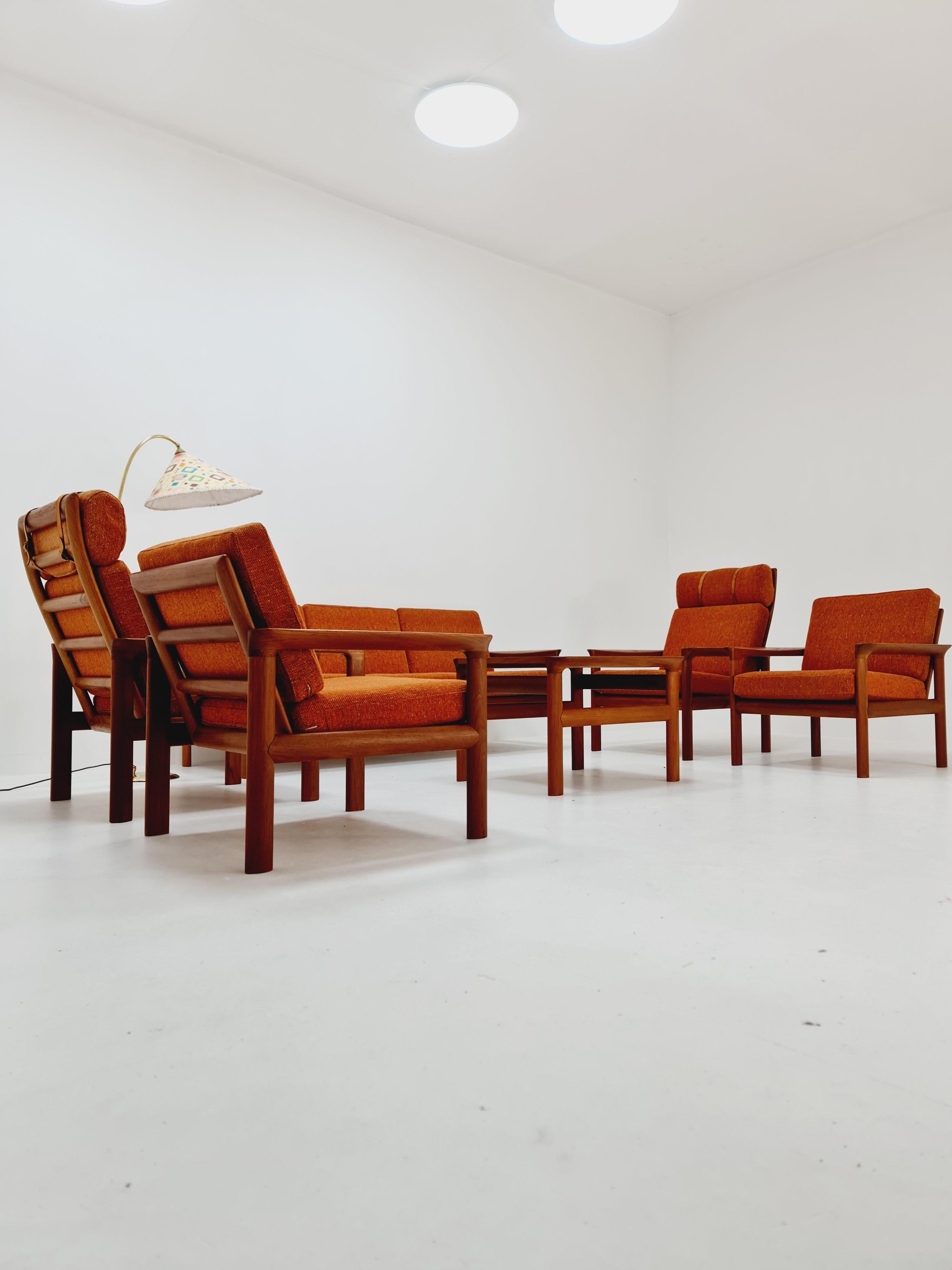 2 Mid century teak easy lounge / arm chairs by Sven Ellekaer for Komfort For Sale 9