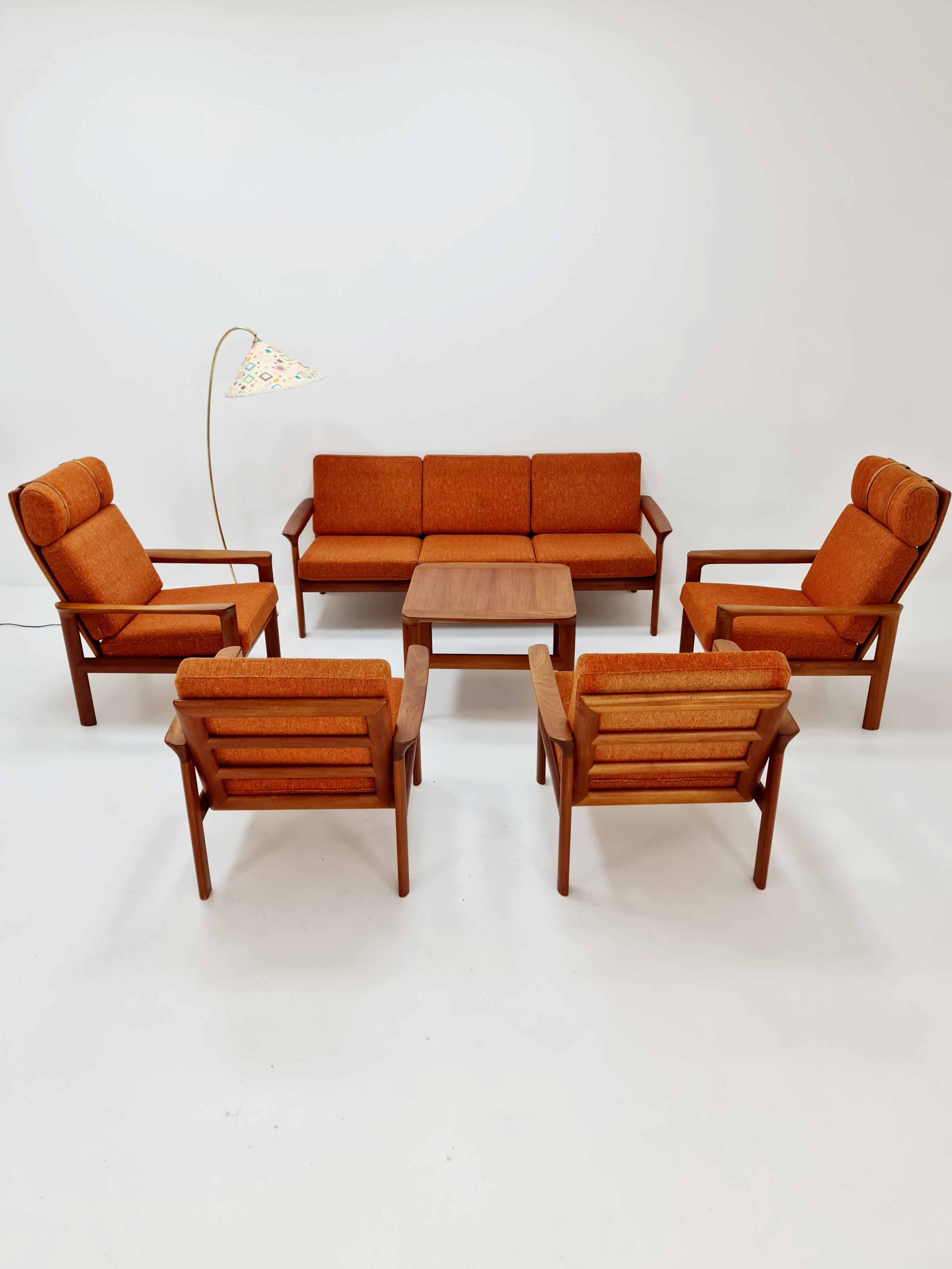 2 Mid century teak easy lounge / arm chairs by Sven Ellekaer for Komfort For Sale 10