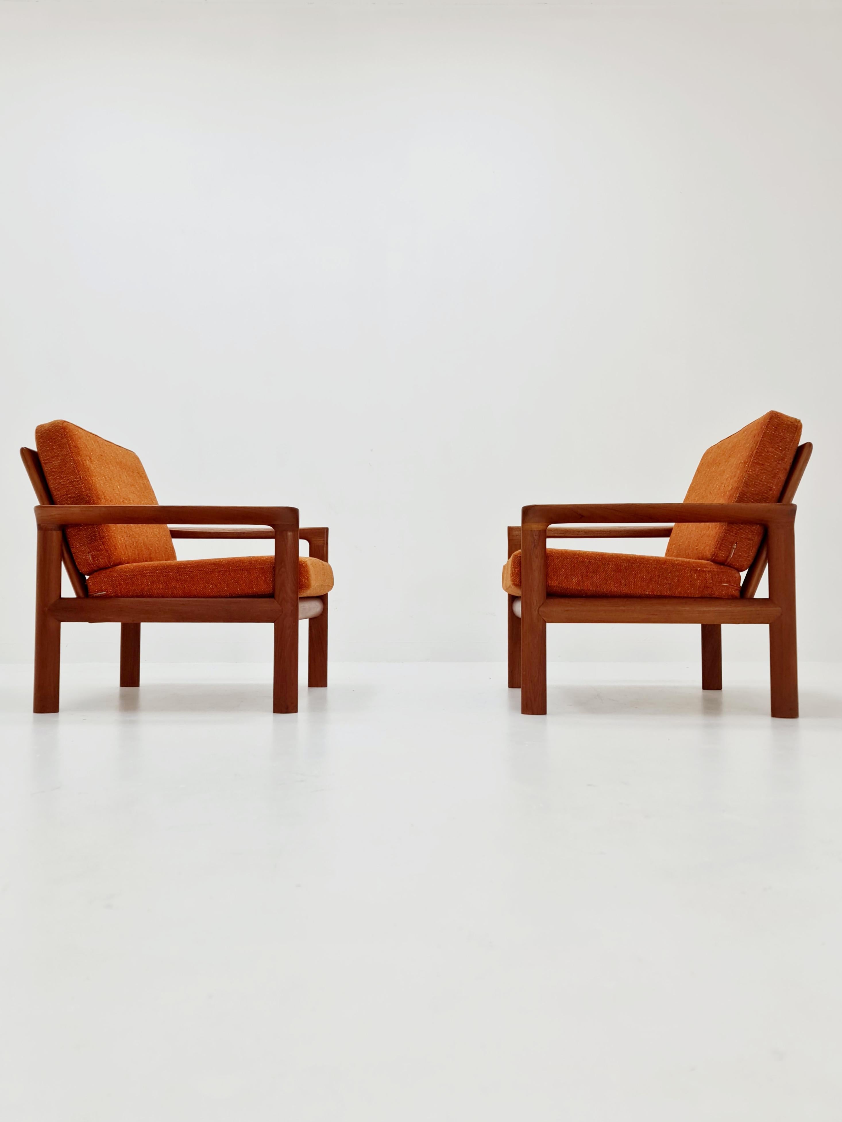 Mid-Century Modern 2 Mid century teak easy lounge / arm chairs by Sven Ellekaer for Komfort For Sale