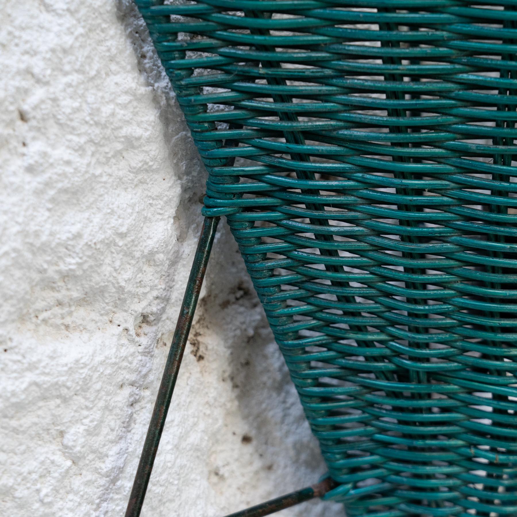 2 Mid Century Wall Sconces in Iron and Rattan (1960) en vente 4