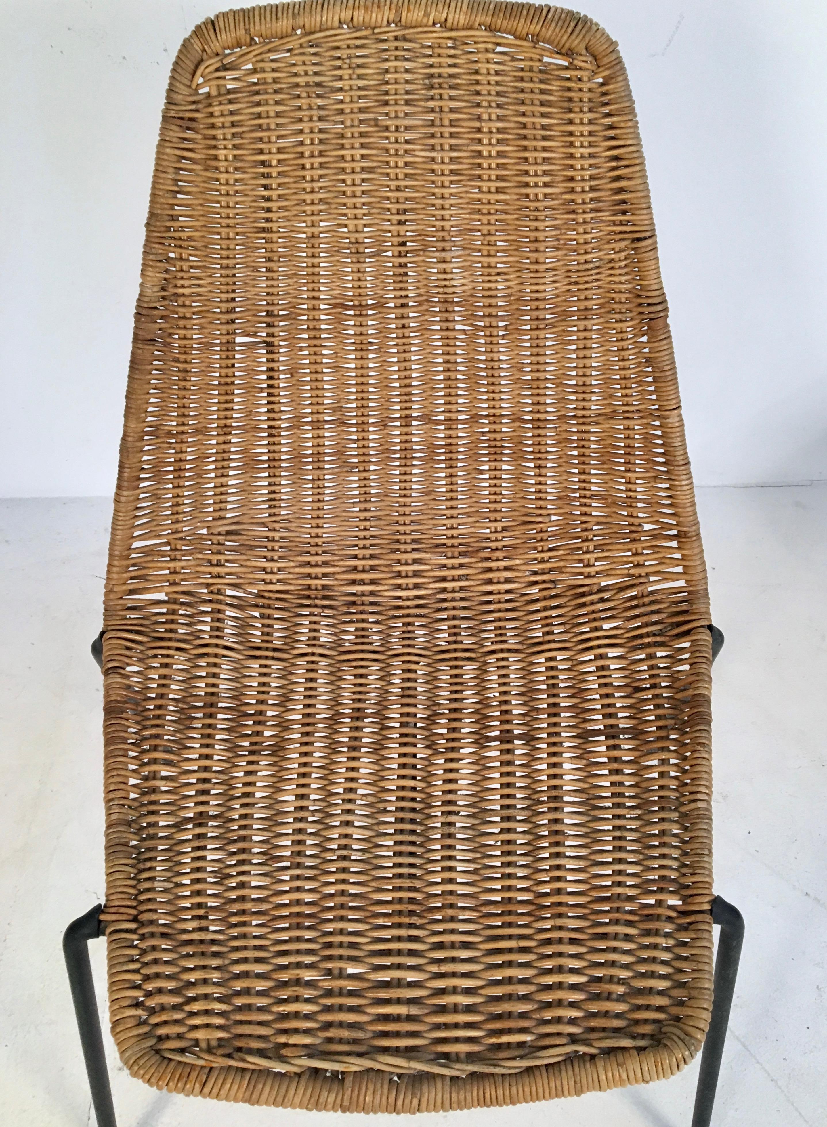 2 Midcentury Wicker Chairs by Campo & Graffi for Home Torino, Italy, circa 1950 For Sale 1