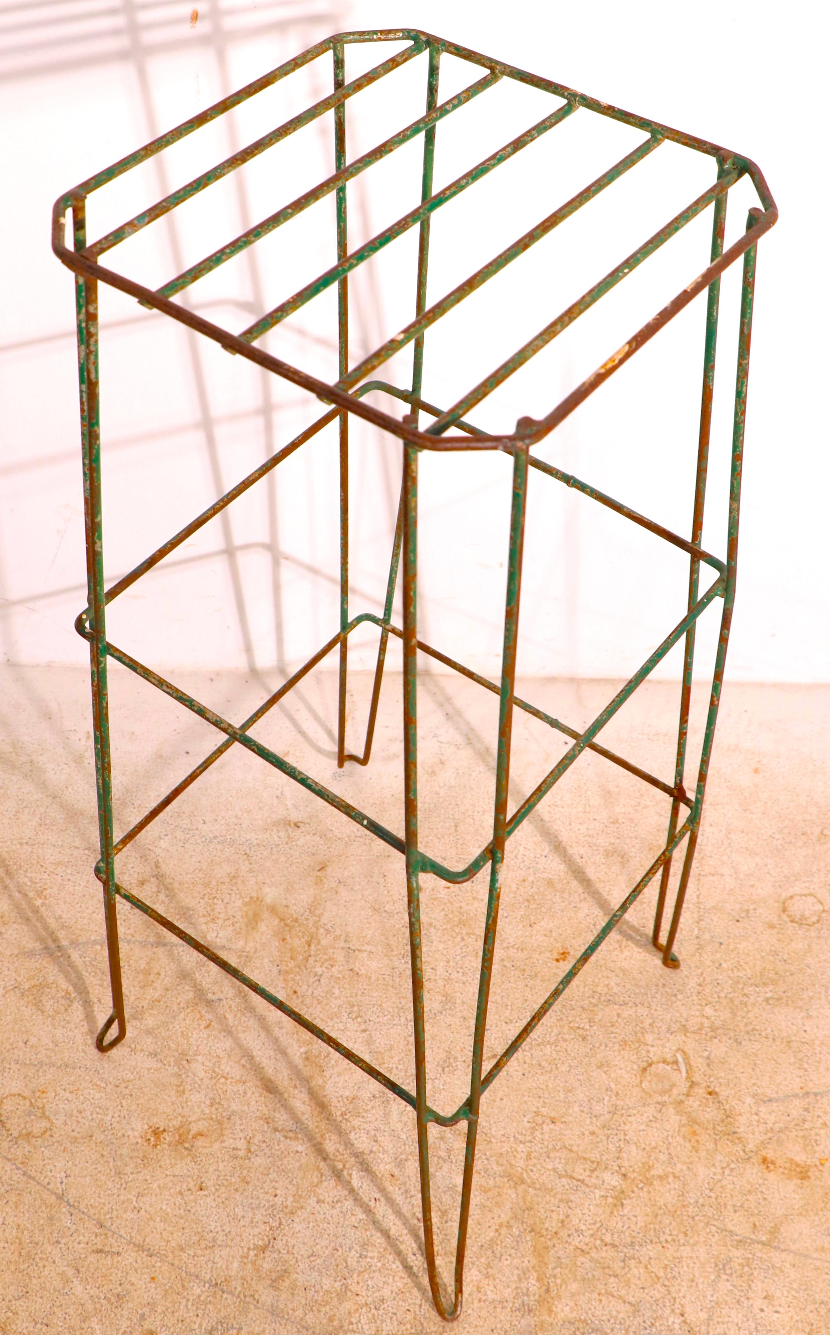 Mid-Century Modern 2 Mid-Century Wire, Wrought Iron Plant Stands Offered Individually For Sale