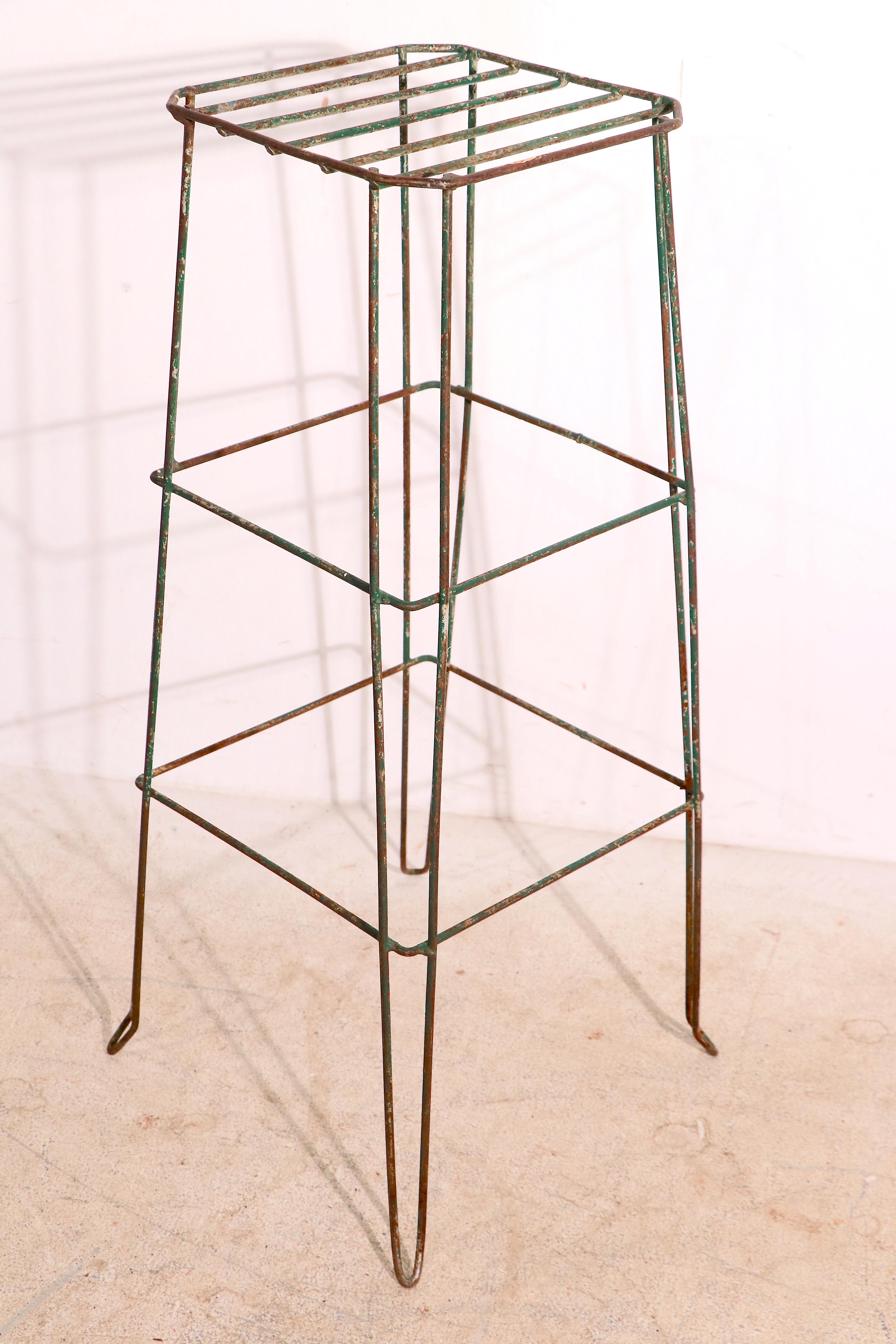 2 Mid-Century Wire, Wrought Iron Plant Stands Offered Individually In Good Condition For Sale In New York, NY