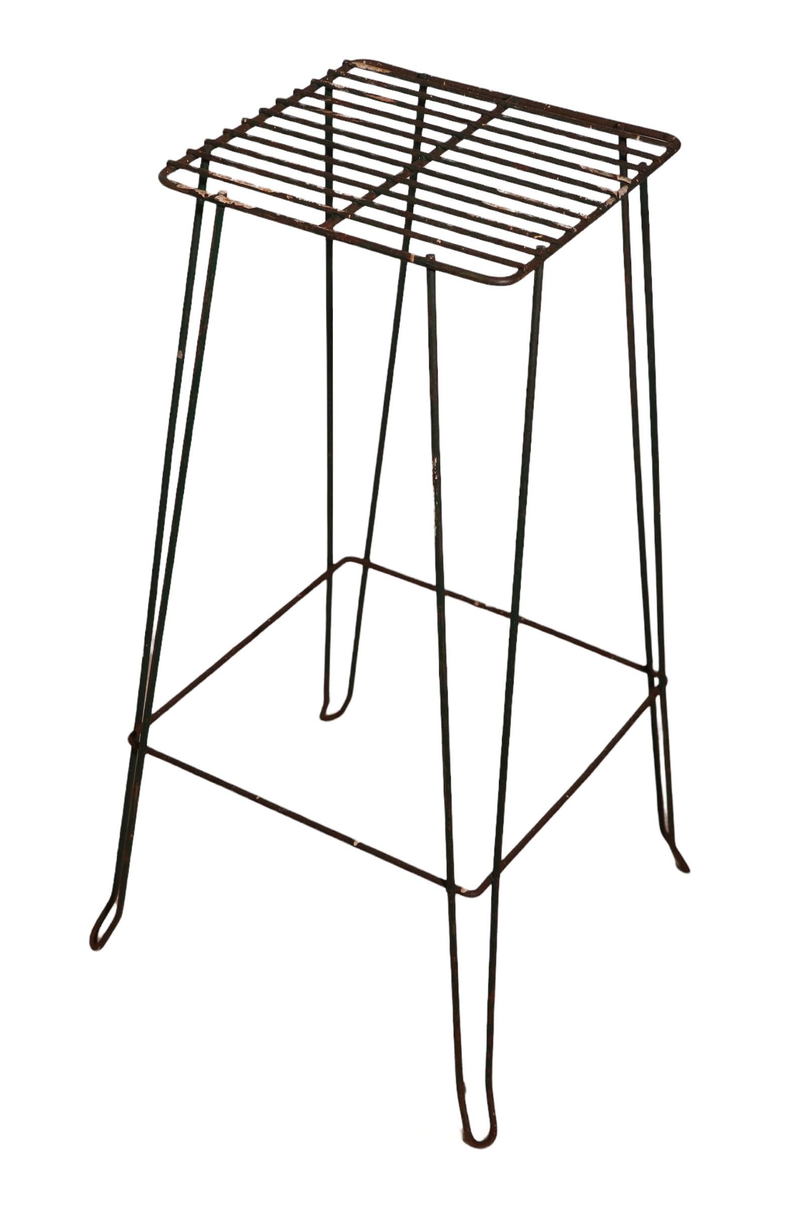 2 Mid-Century Wire, Wrought Iron Plant Stands Offered Individually For Sale 1