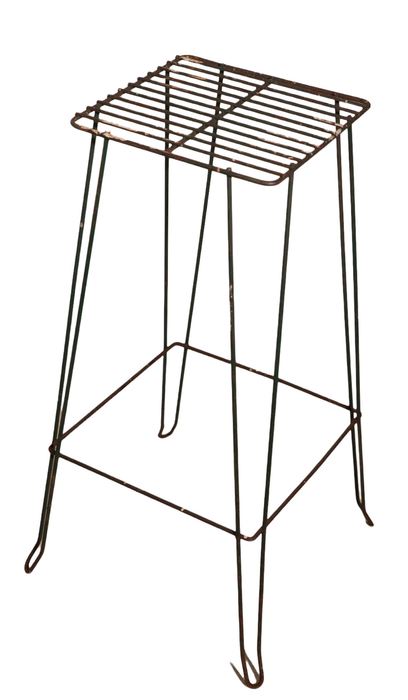 2 Mid-Century Wire, Wrought Iron Plant Stands Offered Individually For Sale 2