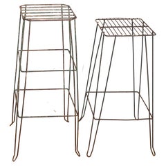 Retro 2 Mid-Century Wire, Wrought Iron Plant Stands Offered Individually