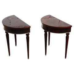 2 tables de chevet en bois du milieu du siècle dernier - 2 tables de chevet semi-circulaires brillantes des années 60