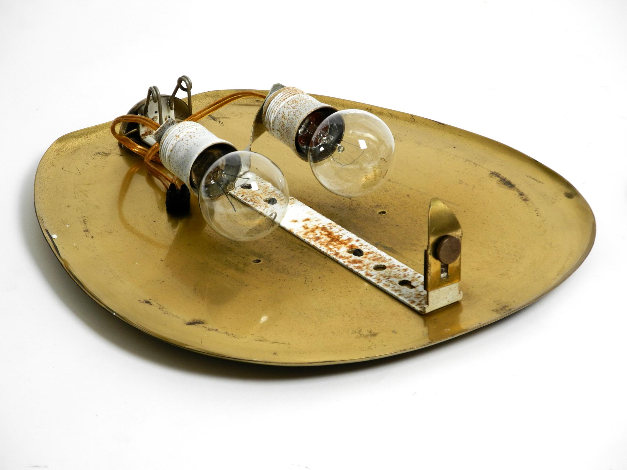 2 Mid Century XXL Brass Glass Wall Lamps by Wilhelm Wagenfeld, Peill & Putzler 9