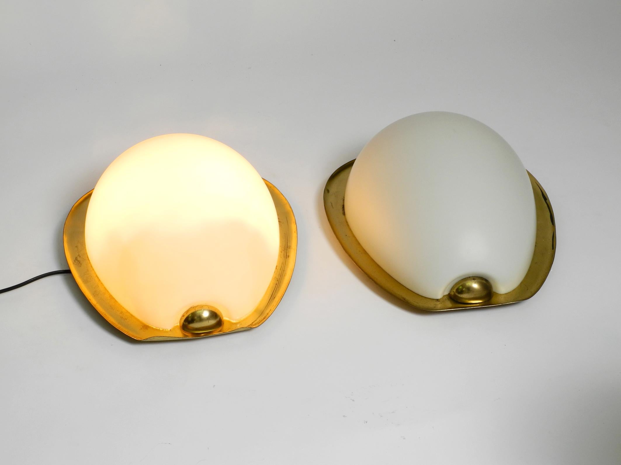 2 Mid Century XXL Brass Glass Wall Lamps by Wilhelm Wagenfeld, Peill & Putzler 12
