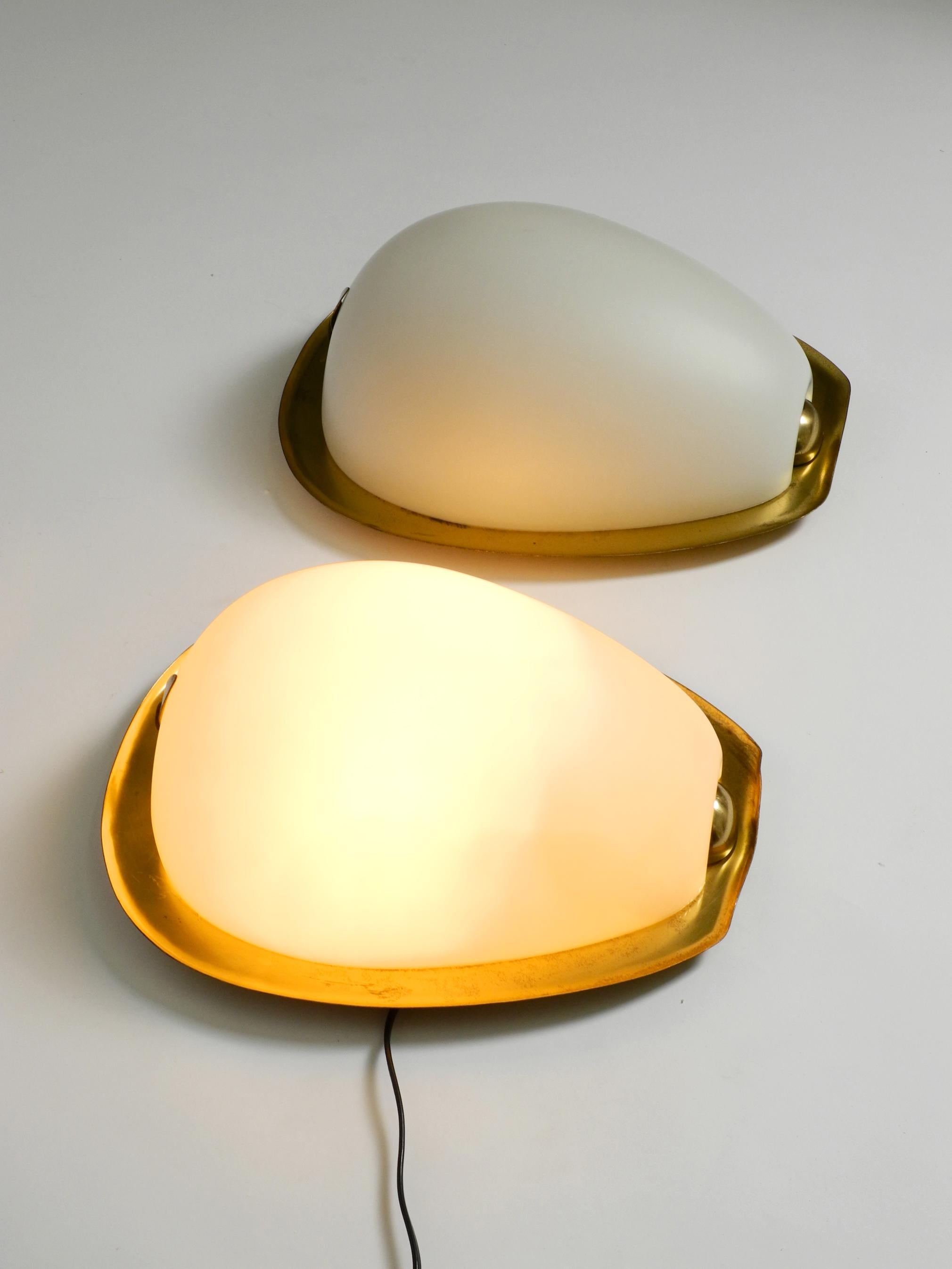 2 Mid Century XXL Brass Glass Wall Lamps by Wilhelm Wagenfeld, Peill & Putzler 13
