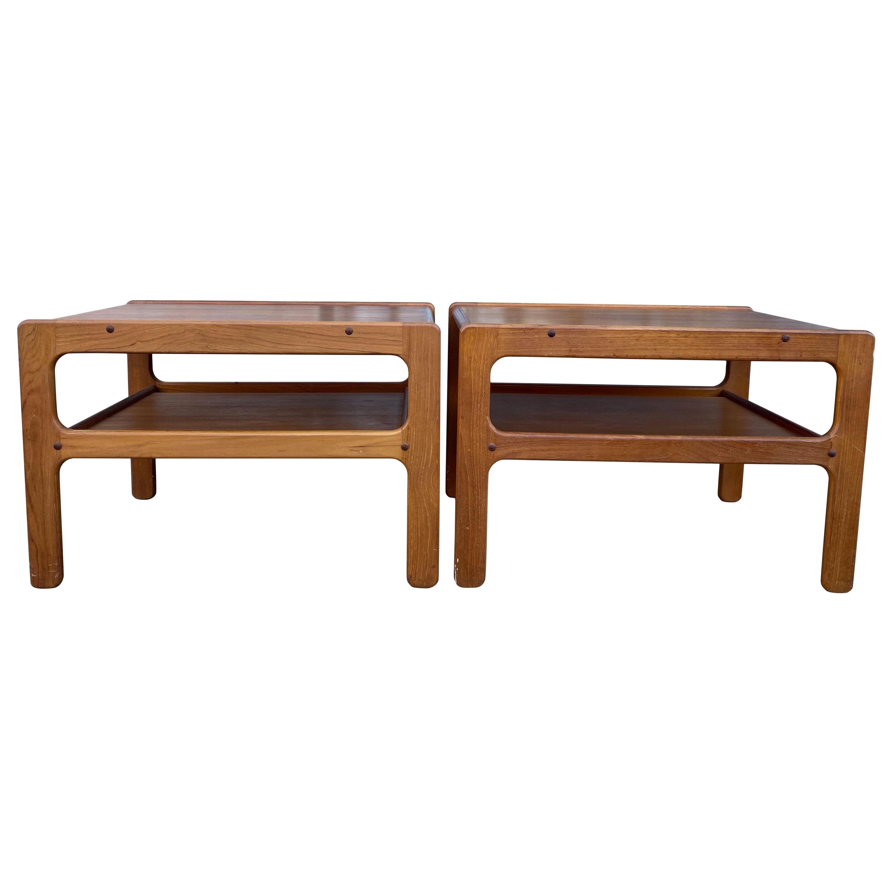 '2' Midcentury Danish Modern Simple Teak End Side Bedside Tables