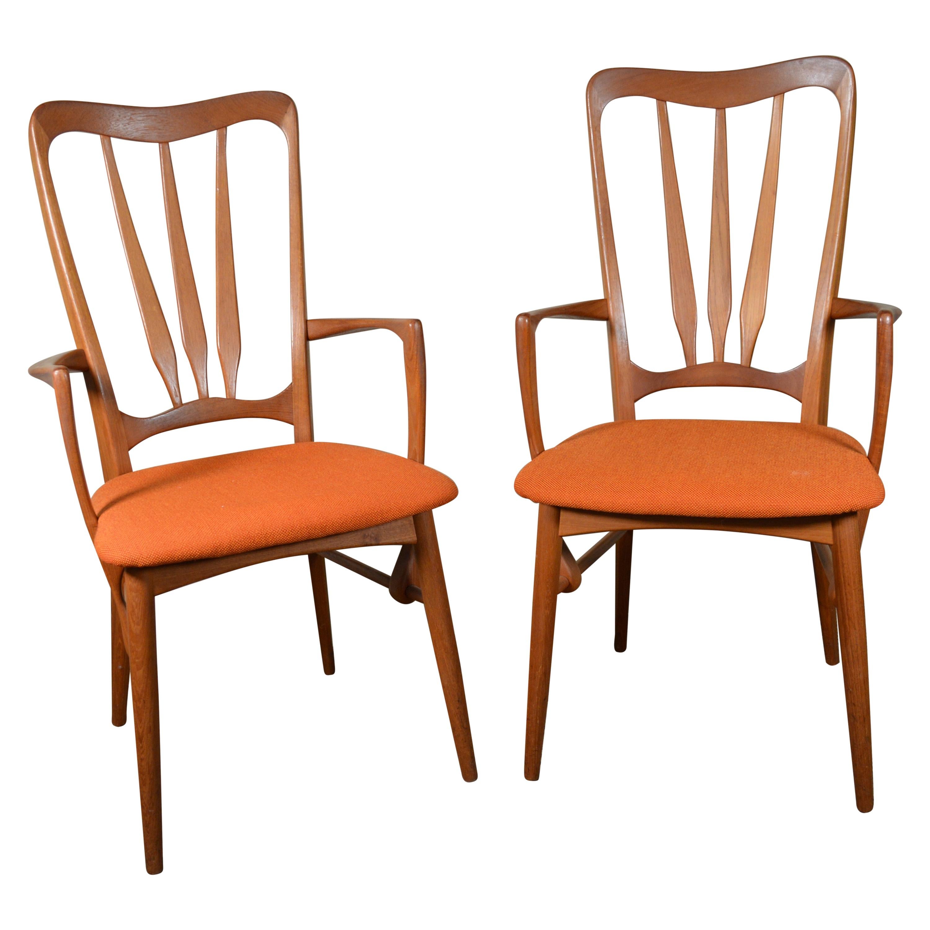 2 Midcentury Danish Modern Teak Dining Ingrid Chairs by Koefoeds Hornslet For Sale