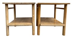 '2' Mid-Century Modern Simple White oak End Side Bedside Tables Nightstands