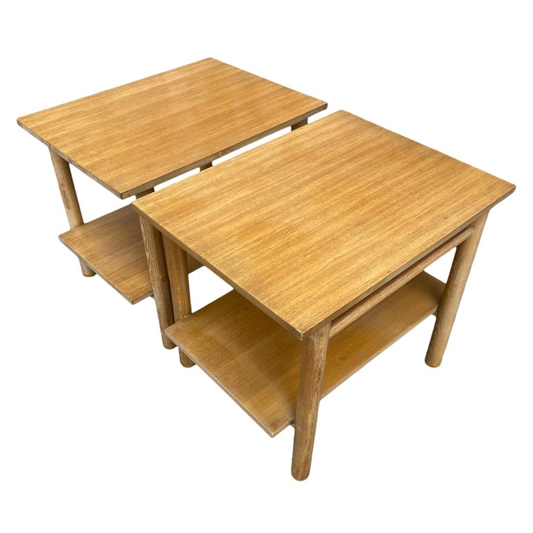 '2' Mid-Century Modern Simple White oak End Side Bedside Tables Nightstands For Sale