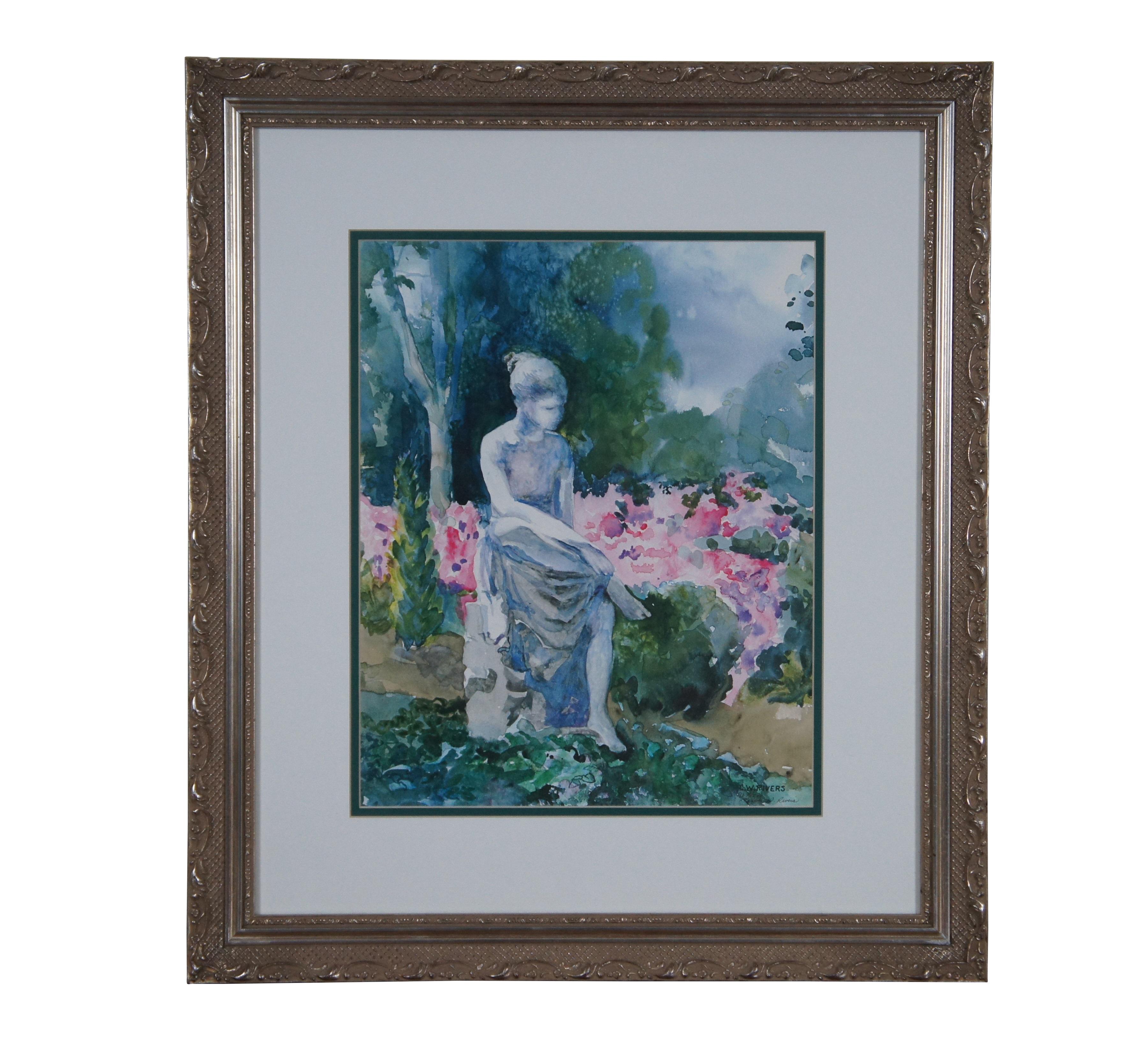 2 Middleton Place Wood Nymph Statue Framed Lithograph & Poster Print In Good Condition For Sale In Dayton, OH