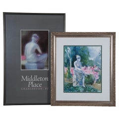 2 Middleton Place Holz Nymph Statue gerahmte Lithographie & Posterdruck, gerahmte Lithographie