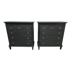 2 Midnight Black Gustavian Style Chest