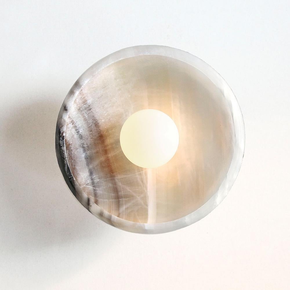Mexican (2) Milk Onyx Sconces, (2) Black + White Onyx Sconces, Piedra Collection