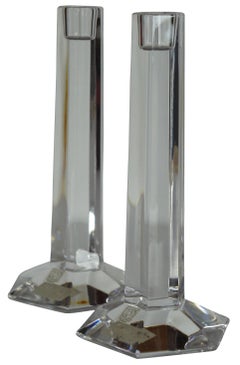 2 Miller Rogaska Frank Lloyd Wright Kristall Sechseck Kerzenständer Modernes Paar