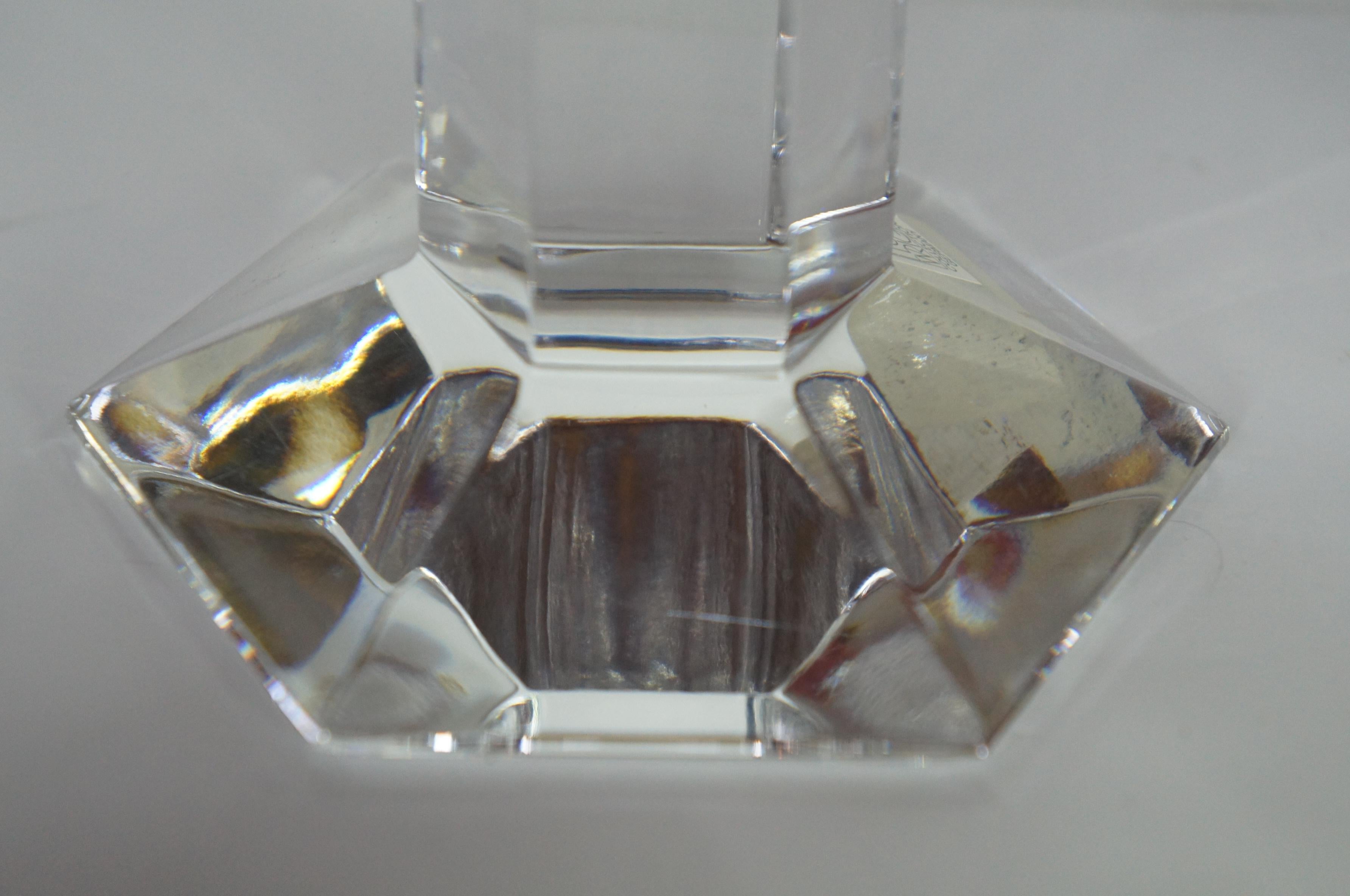 Mid-Century Modern 2 Miller Rogaska Frank Lloyd Wright Crystal Hexagon Candlesticks Modern Pair