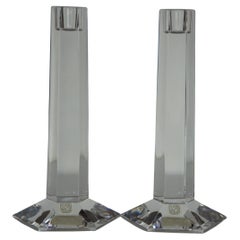 2 Paire de chandeliers hexagonaux en cristal Frank Lloyd Wright Miller Rogaska Modern Pair