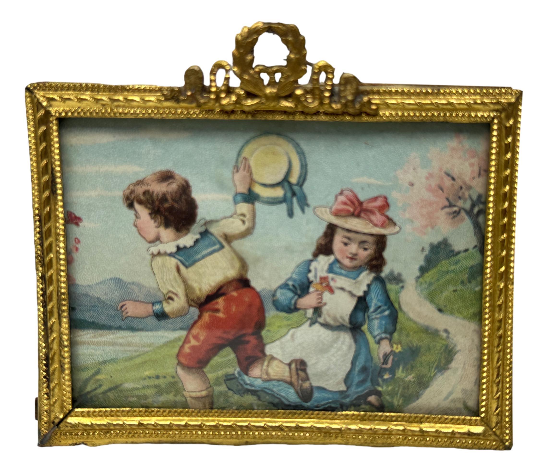 2 Miniature Picture Frames Erhard & Söhne Antique German Dollhouse Toy 1900s In Good Condition For Sale In Nuernberg, DE