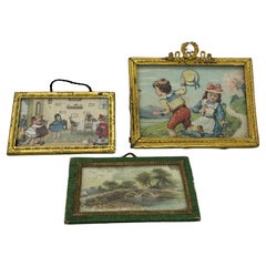 2 Miniature Picture Frames Erhard & Söhne Antique German Dollhouse Toy 1900s