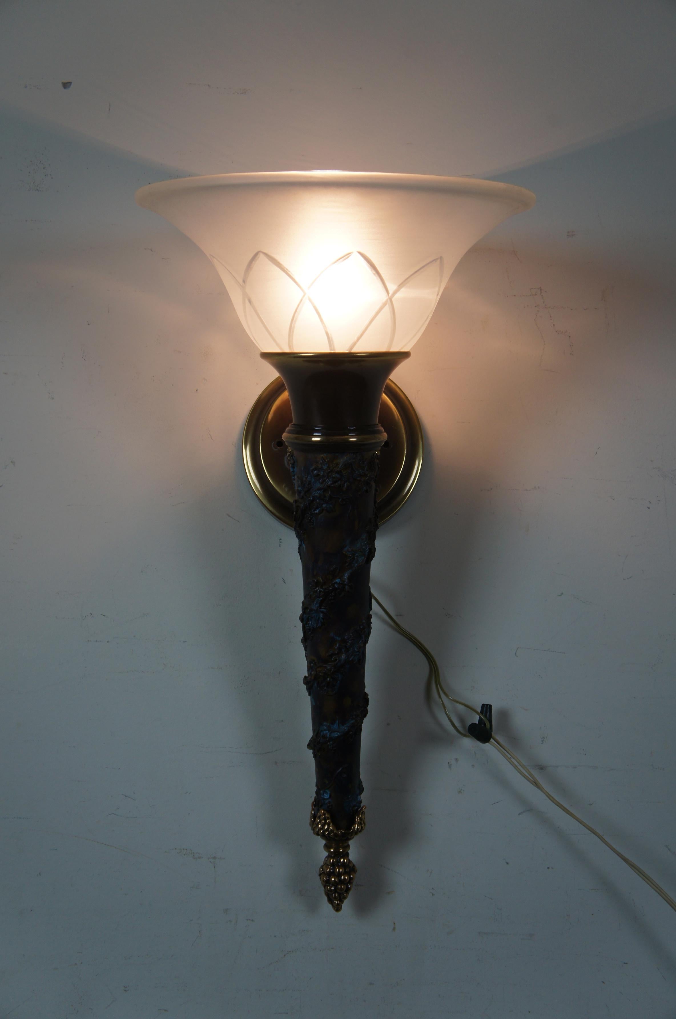 2 Minka Lavery French Empire Torchiere Grape Vine Wall Sconce Light Lantern 1